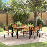 Garden Dining Set 7 pcs Black and Wood Poly Rattan 3365502