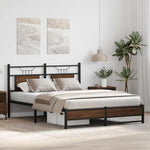 Bed Frame without Mattress Brown Oak 150x200 cm King Size Engineered Wood 4107018