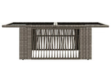 Garden Table Grey 100 x 55 x 37 cm PE Rattan and Glass 42035137