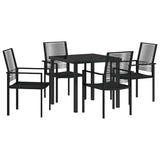 Garden Dining Set 5 pcs Black Powder-Coated Steel 3379164