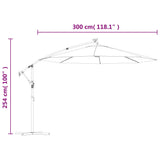 Cantilever Garden Parasol with LED Lights and Steel Pole 300 cm Taupe 44522