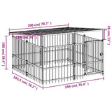 Outdoor Dog Kennel with Roof Steel 3.75 m 3124607