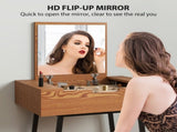 Vanity Desk with Flip-Up Mirror, Industrial Dressing Table with 16 Small Compartments for Bedroom, T3398P377840