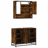 2 Piece Bathroom Furniture Set Smoked Oak Engineered Wood 3300942