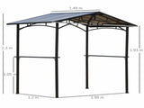 8ft x 5ft Outdoor BBQ Protective Gazebo Tent Aluminium Steel Frame w/ 2 Shelves Hardtop Roof Canopy T3398P320140