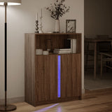 Sideboard with LED Brown Oak 77x34x100 cm Engineered Wood 852151