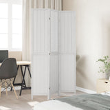 Room Divider 3 Panels White Solid Wood Paulownia 358719