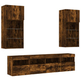 5 Piece TV Wall Units with LED Smoked Oak Engineered Wood 3216747
