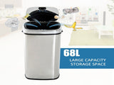 68L Sensor Dustbin Stainless Steel Automatic Kitchen Waste Bin Silver T3398P344641