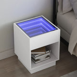 Bedside Table with Infinity LED White 40x40x50 cm 3284077