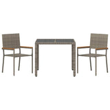 Garden Dining Set 3 pcs Grey and Brown Poly Rattan 3365385