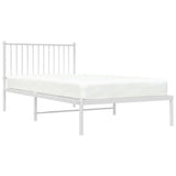 Metal Bed Frame without Mattress with Headboard White 100x200cm 350926