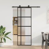 Sliding Door with Hardware Set Black 76x205 cm Tempered Glass 3375920