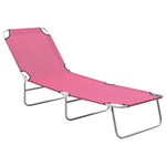 ZNTS Folding Sun Lounger Steel and Fabric Pink 310330