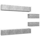 6 Piece TV Cabinet Set Concrete Grey Engineered Wood 3079148