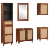 Bathroom Cabinet 5 pcs Brown and Black Solid Mango Wood 3310174