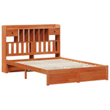 Bookcase Bed Frame Wax Brown 200 x 140 cm Solid Pine Wood 3422766