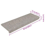 Stair Mats Self-adhesive Sisal-Look 15 pcs 65x21x4 cm Silver 326883