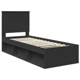 Bed Frame with Headboard Black 75 x 190 cm Solid Pine Wood 3411074