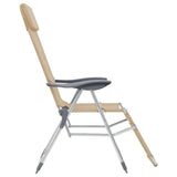 Folding Camping Chairs with Footrests 2 pcs Cream Textilene 360147