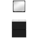 Bathroom Furniture Set with Drawer 2 pcs Black Oak and White 3393511