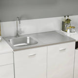 Kitchen Sink with Drainer Set Silver 1000x600x155 mm Stainless Steel 147237