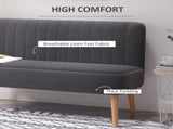 Modern Double Seat Sofa Loveseat Couch 2 Seater Compact Sofa Padded Linen Wood Leg Dark Grey T3398P378087