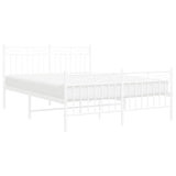 Metal Bed Frame without Mattress with Footboard White 135x190cm 373757