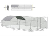 Large Galvanised Chicken Coop with Cover 5.7x2.8x2m Outdoor for Hens - Silver Grey T3398P553220