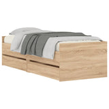 Bed Frame with Drawers without Mattress Sonoma Oak 100x200 cm 3207338