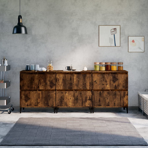 Sideboards 3 pcs Smoked Oak 60x35x70 cm Engineered Wood 3185780