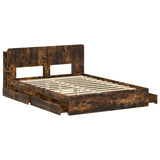 Bed Frame with Storage Smoked Oak 135 x 190 cm Engineered Wood 3433584