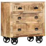 Side Cabinet with Wheel 70x40x75 cm Solid Mango Wood 285829