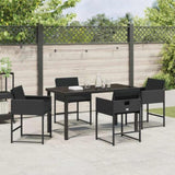Garden Dining Set with Cushion 5 pcs Black Poly Rattan 3380009