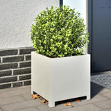 ZNTS Garden Planter White 40x40x40 cm Steel 851201