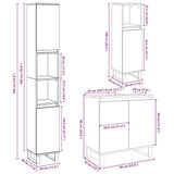 3 Piece Bathroom Furniture Set Concrete Grey Engineered Wood 3324954