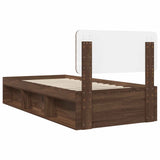 Bed Frame with Headboard Brown Oak 100 x 200 cm Solid Pine Wood 3412120