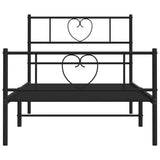 Metal Bed Frame without Mattress with Footboard Black 75x190cm 355471
