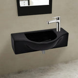 ZNTS Ceramic Bathroom Sink Basin with Faucet Hole Black 141931