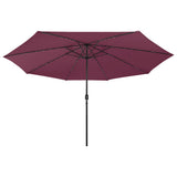 312534 Garden Parasol with LED Lights 400 cm Bordeaux Red