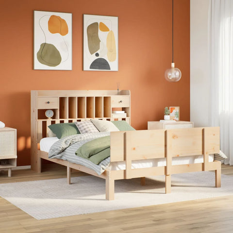 ZNTS Bookcase Bed without Mattress 140x200cm Solid Wood Pine 3322692