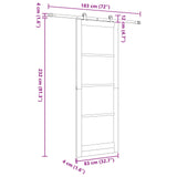 Sliding Door White and Black 83 x 232 cm Solid Pine Wood 3445455