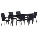 Garden Dining Set 7 pcs Black Powder-Coated Steel 3379406