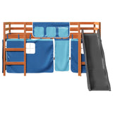 Kids' Loft Bed with Curtains Blue 80x200 cm Solid Wood Pine 3309072