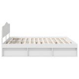 Bed Frame with Headboard White 200 x 200 cm Solid Pine Wood 3412853
