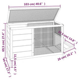 Rabbit Hutch Grey 103x44x69.5 cm Solid Wood Pine 172297