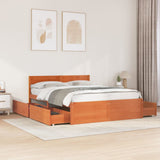 Bed Frame without Mattress Wax Brown 150x200 cm King Size Solid Wood Pine 3282347