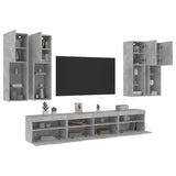 7 Piece TV Wall Cabinet Set with LED Lights Concrete Grey 3216774
