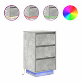Bedside Cabinet with LED Lights Concrete Grey 38x34x65 cm 861304