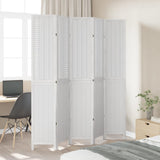Room Divider 5 Panels White Solid Wood Paulownia 358728
